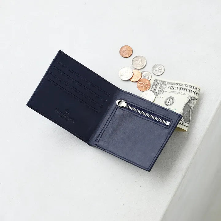 [Fashion Japan] 最大割引１,６００円, 無料配送, 【たった0.9CMでこの容量】二つ折り財布 メンズ 小銭入れ付き カードも収納 / HW4 ネイビー×ネイビー(GCFSJGBSCRJP02)