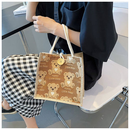 [ファッション韓国]キャンバスバッグ、リンネンエコバッグ、ブラウン（gcfkthwbkr_16648）